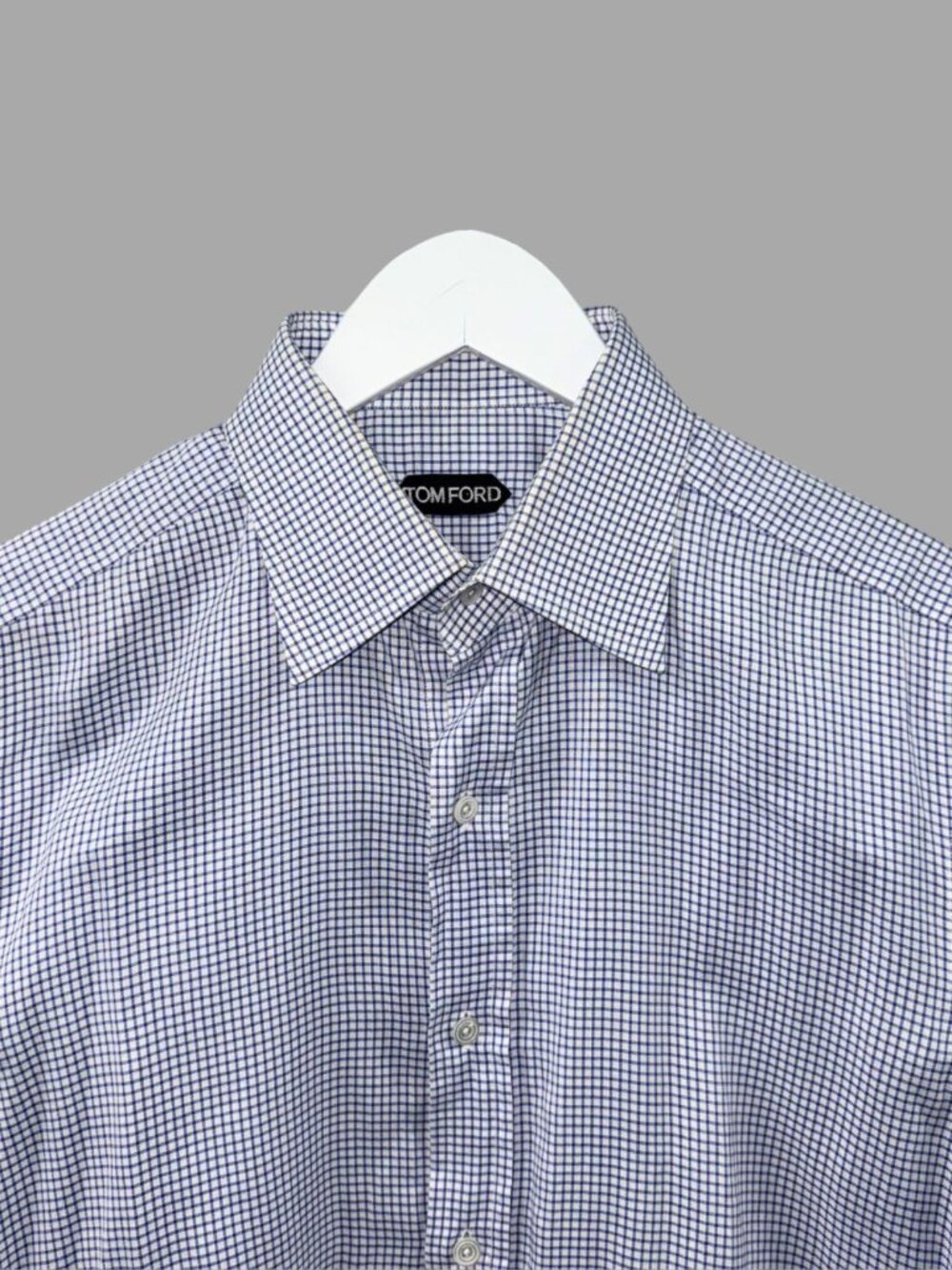 TOM FORD Light Blue White Micro Gingham Button Up Shirt Cotton Sz L